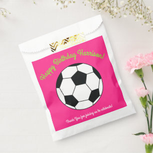 Pink Soccer Birthday Party Favour Bags