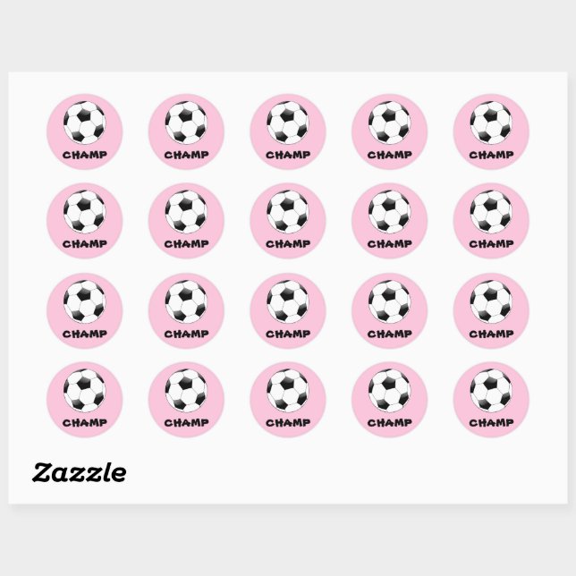 Pink Soccer Champ Stickers (Sheet)