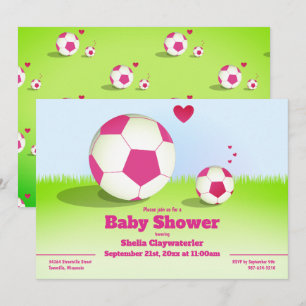 Pink Soccer/Football Baby Shower   Invitation