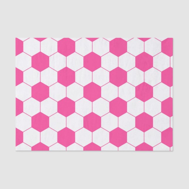Pink Soccer Football Ball Pattern Tissue Paper (Front)