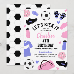Pink Soccer Invitation   Soccer Party Invitations