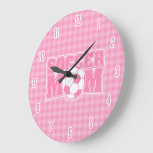 Pink Soccer Mum Screwball Graphics Large Clock
