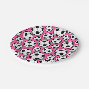 Pink Soccer Paper Plate