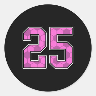 Pink Soccer Pattern Number 25 Jersey Player Unifor Classic Round Sticker