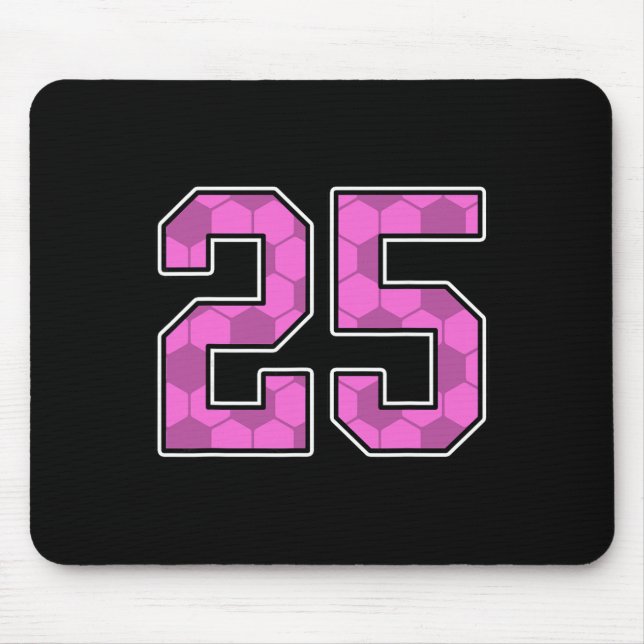 Pink Soccer Pattern Number 25 Jersey Player Unifor Mouse Mat (Front)