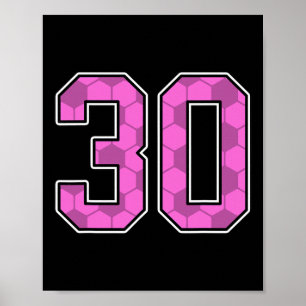 Pink Soccer Pattern Number 30 Jersey Player Unifor Poster