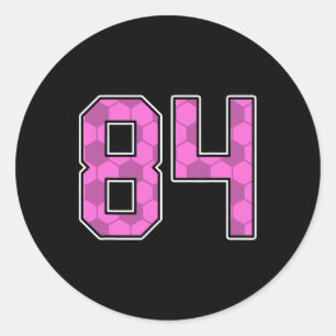 Pink Soccer Pattern Number 84 Jersey Player Unifor Classic Round Sticker