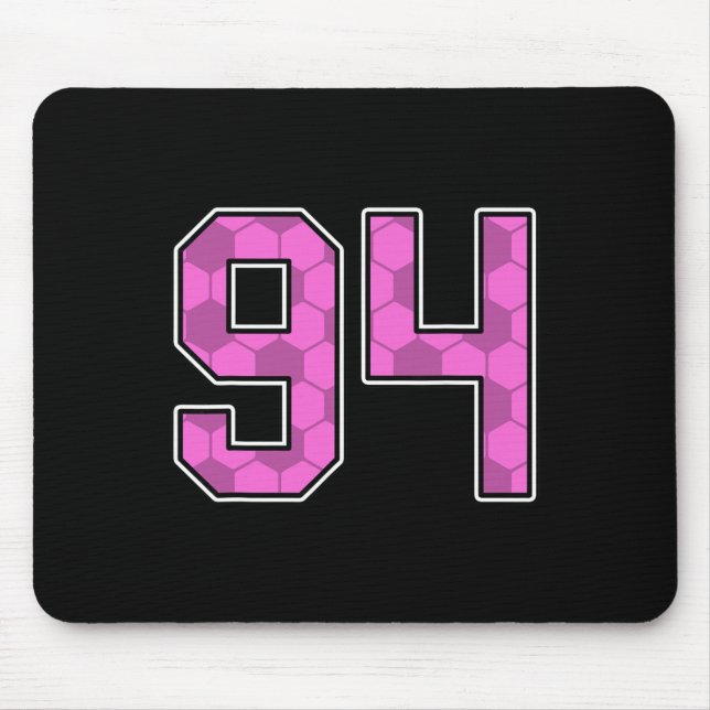 Pink Soccer Pattern Number 94 Jersey Player Unifor Mouse Mat (Front)