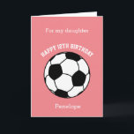 Pink Soccer Sport 12th Birthday Card<br><div class="desc">A pink soccer 12th birthday card for daughter, niece, granddaughter, etc. You will be able to easily personalise the front of this soccer sport birthday card with their name. The inside card message and the back of the card can also be edited. This personalised soccer 12th birthday card for her...</div>