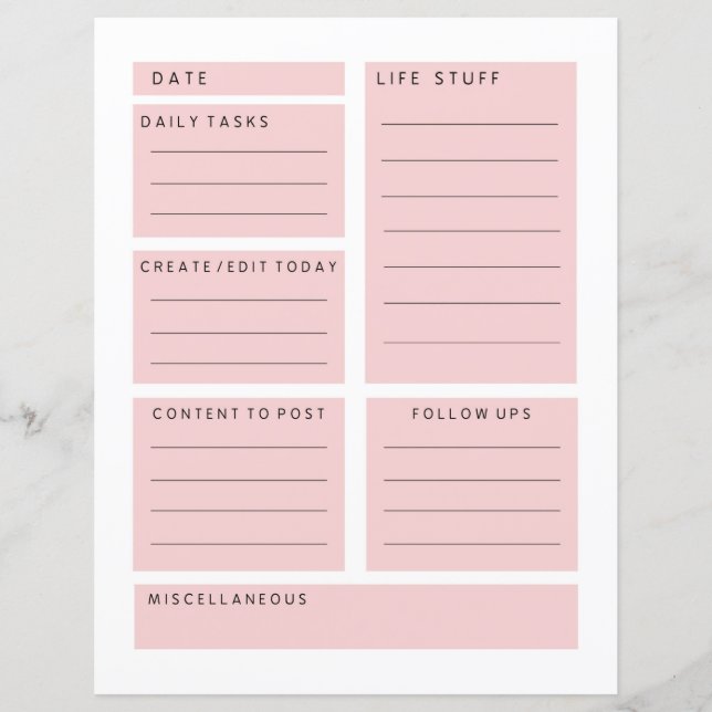 Pink Social Media Influencer Daily Planner (Front)