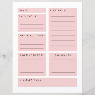 Pink Social Media Influencer Daily Planner