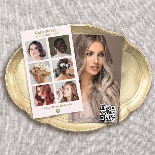 Pink Social Media Photo Grid QR Code - Instagram Business Card