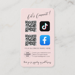 Pink Social Media QR Code Business Card
