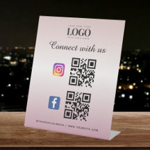 Pink Social Media Qr Code Logo Facebook Instagram