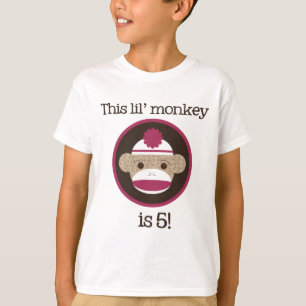 Pink Sock Monkey: Fifth Birthday Tee