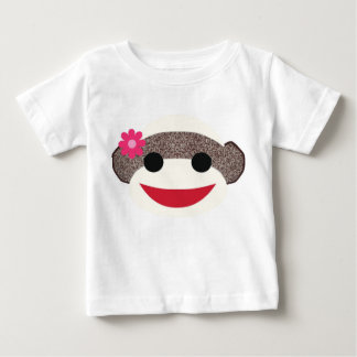 Pink Sock Monkey Flower Girl Baby T-Shirt