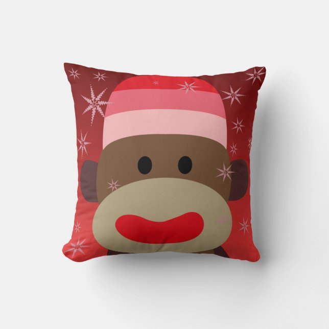 Pink Sock Monkey Pillow (Front)