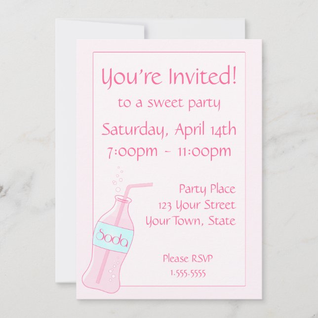 Pink Soda Party Invitation (Front)