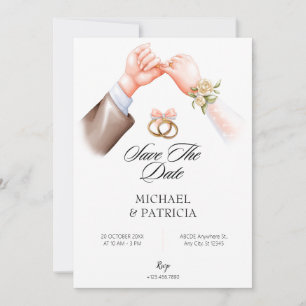 Pink soft couple ring wedding Invitation