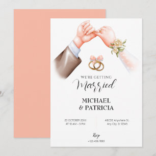 Pink soft couple ring wedding Invitation