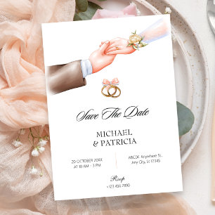Pink soft couple ring wedding Invitation
