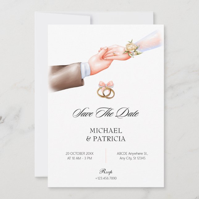 Pink soft couple ring wedding Invitation (Front)