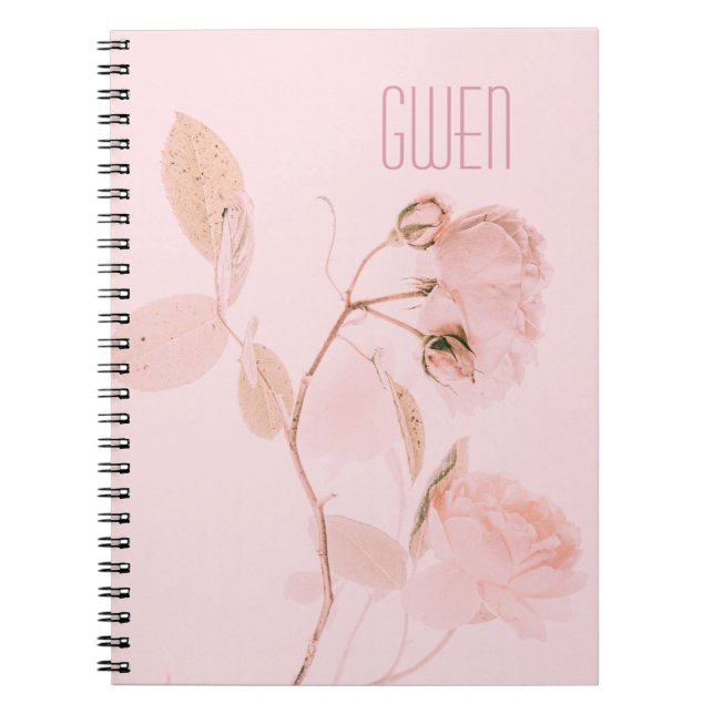 Pink Soft Floral Personalised  Notebook (Front)