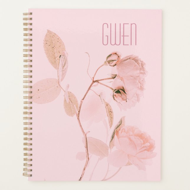 Pink Soft Floral Personalised Planner (Front)