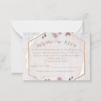 Pink soft floral wedding R.S.V.P card