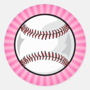 Pink Softball Classic Round Sticker