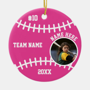Pink Softball Girls Gifts Players Team For Her Ceramic Tree Decoration