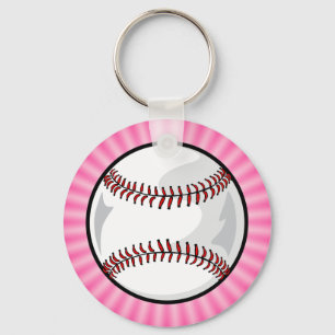 Pink Softball Key Ring