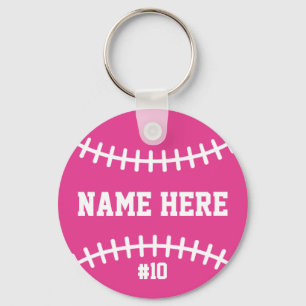 Pink Softball Keychain Girls Team Athletes Player