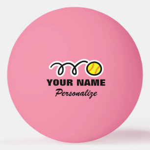 Pink softball logo ping pong ball for table tennis