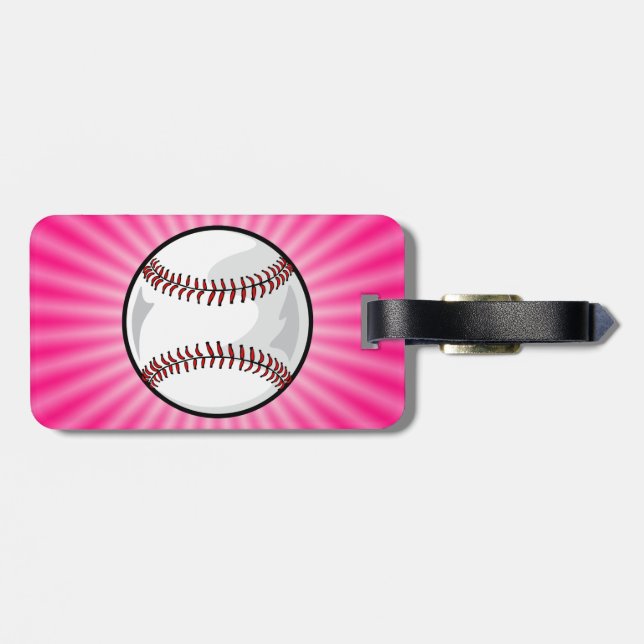 Pink Softball Luggage Tag (Back Horizontal)