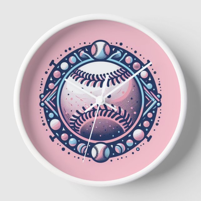 Pink Softball or Baseball Wall Clock (Front)