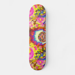 Pink solar sunflower fields skateboard