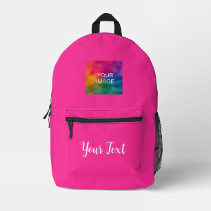 Pink Solid Colour Calligraphed Script Name Text Printed Backpack