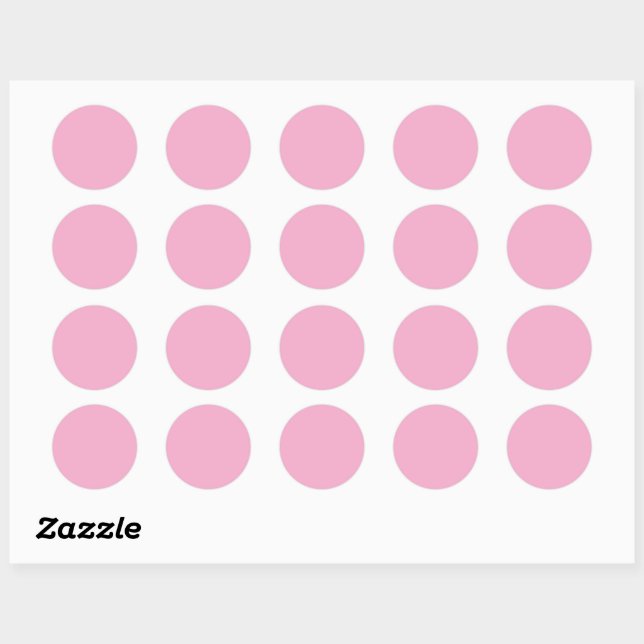 Pink, solid colour classic round sticker (Sheet)