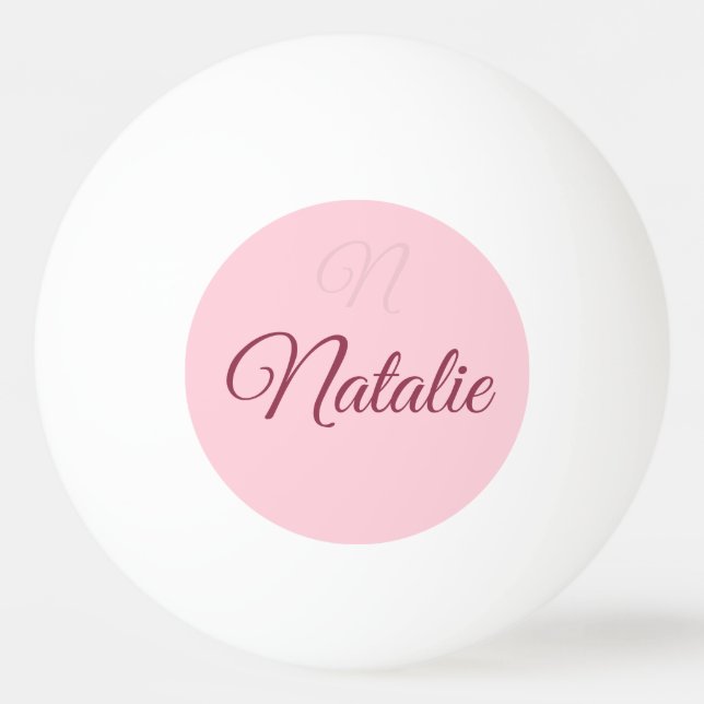 pink solid colour monogrammed ping pong ball (Front)