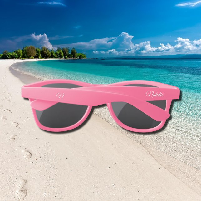 pink solid colour monogrammed sunglasses (Creator Uploaded)