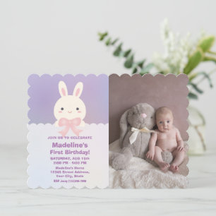 Pink Some Bunny is One Baby's First Birthday Photo Invitation