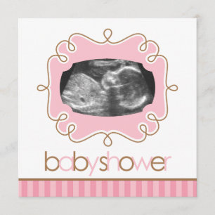 Pink Sonogram Baby Showerns Invitation