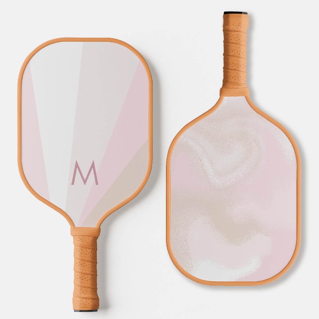 Pink Sorbet Mauve Tan Monogram Modern Personalised Pickleball Paddle (personalized pickleball paddle monogram pink blush tan purple mauve custom sports gift for her)