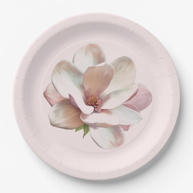 Pink Southern magnolia Paper Plate (Front)