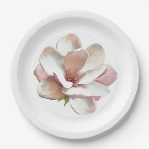Pink Southern magnolia Paper Plate