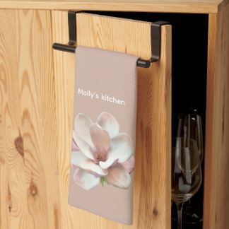 Pink Southern magnolia Tea Towel
