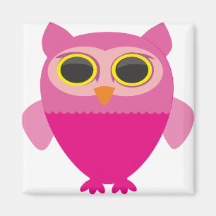 Pink Sowa owls bird wild birds pen Magnet
