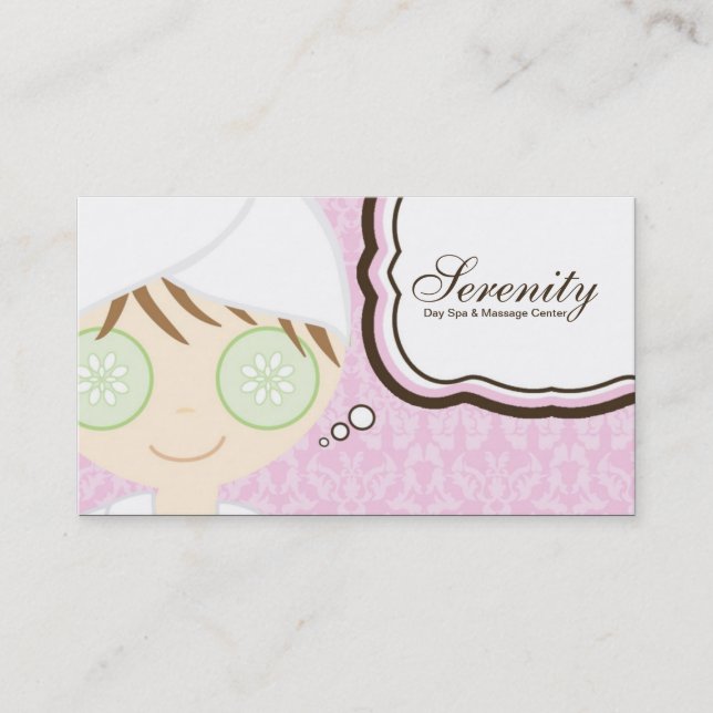 Pink Spa Girl Cucumber Spa Massage Business Card (Front)