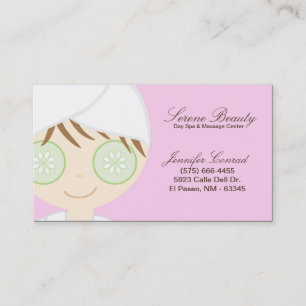 Pink Spa Girl Cucumber Spa Massage Business Card
